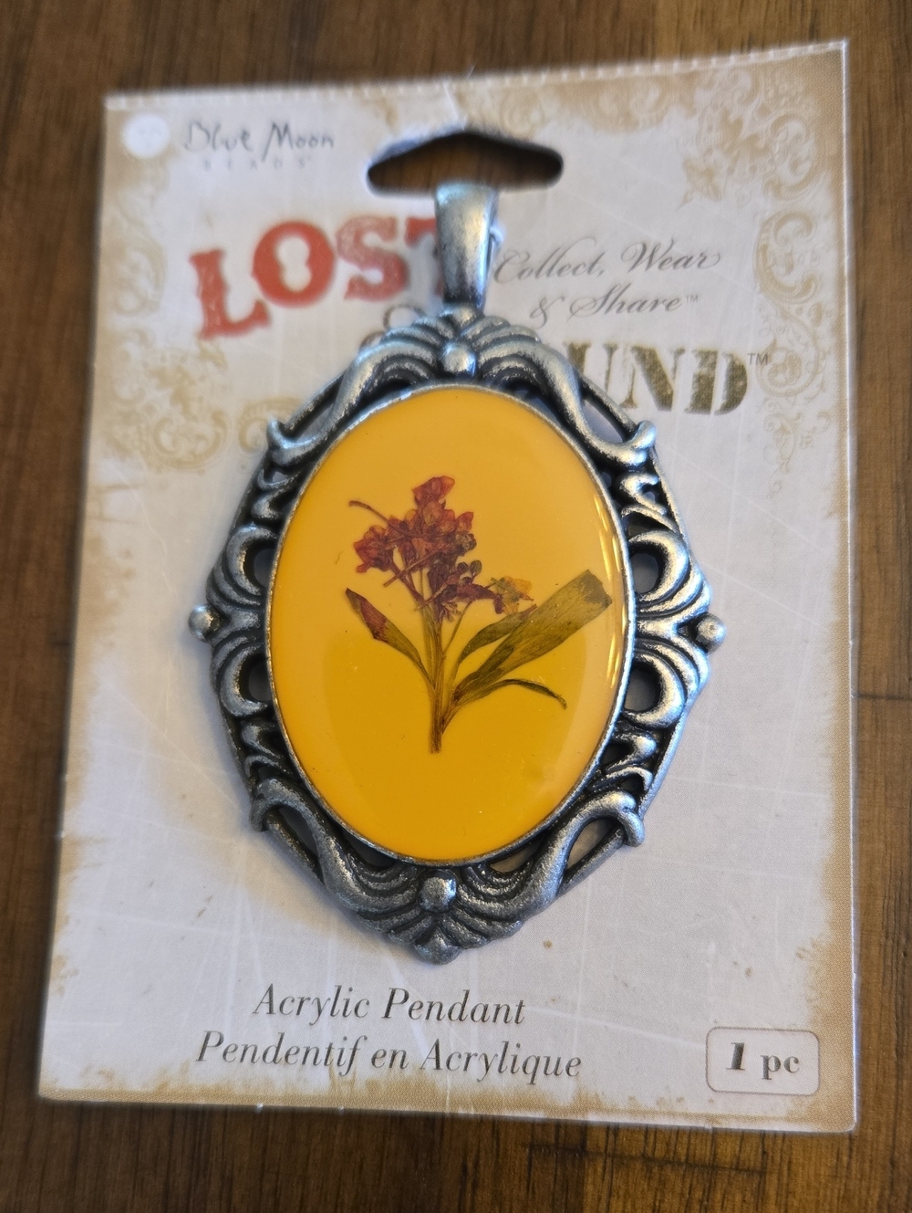 Blue Moon Lost and Found Yellow Floral Acrylic Pendant
